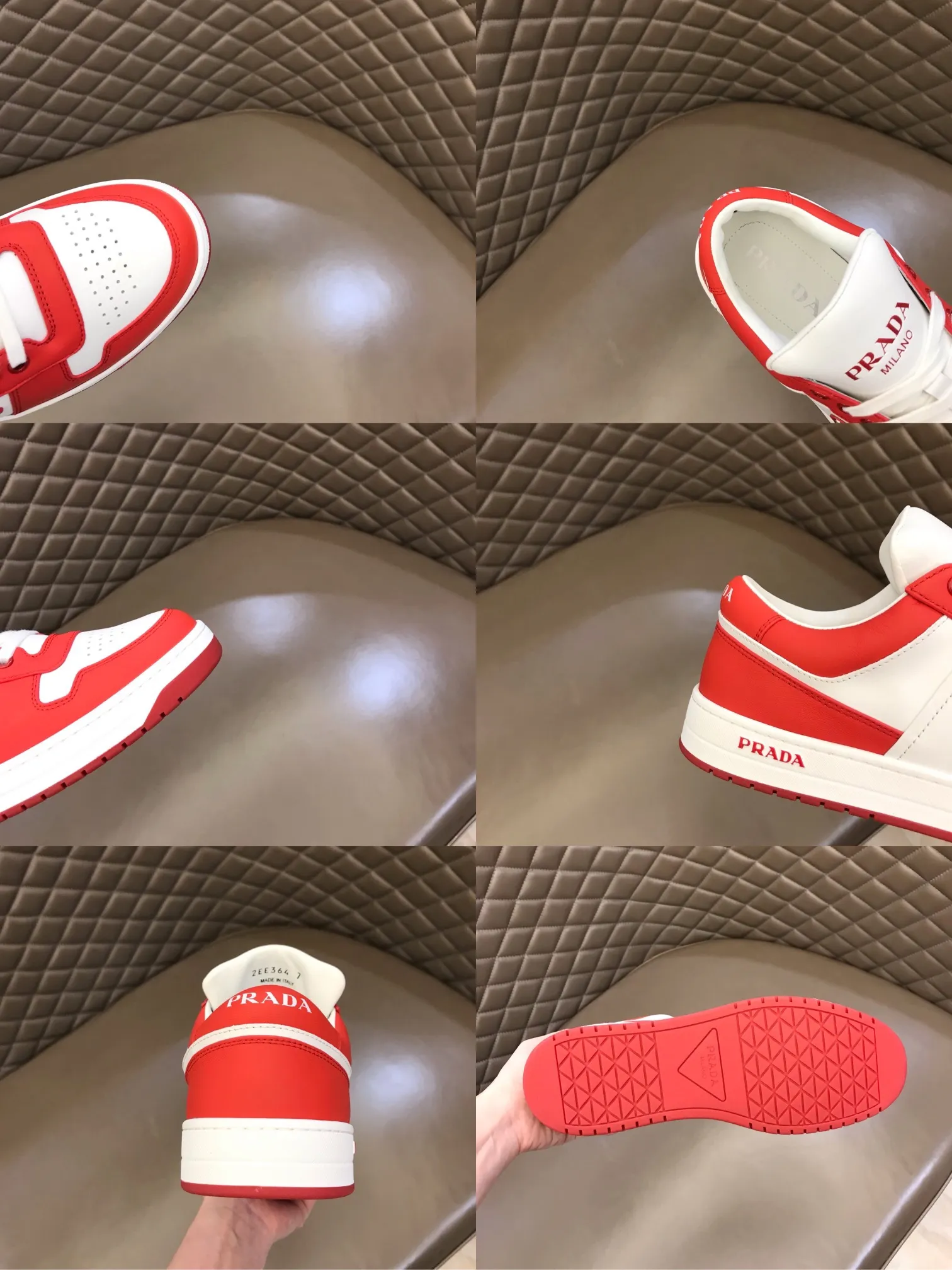 P380 Yuan 38-45 Prada Prada’s new men’s leather sports shoes, the highest version on the market, any comparison is welcome🆚! The original leather has excellent texture and is super high-end! Fetal sheep net lining imported from Italy, removable pad! Luxurious materials and fine workmanship, highly recommended!
